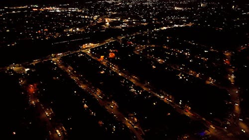 Aerial Footage of a City at Night