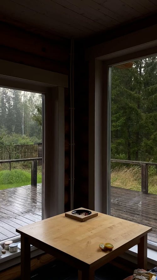 Table in a Restaurant During a Rainy Day