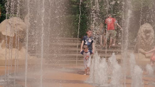 Children Playing in the Water Park