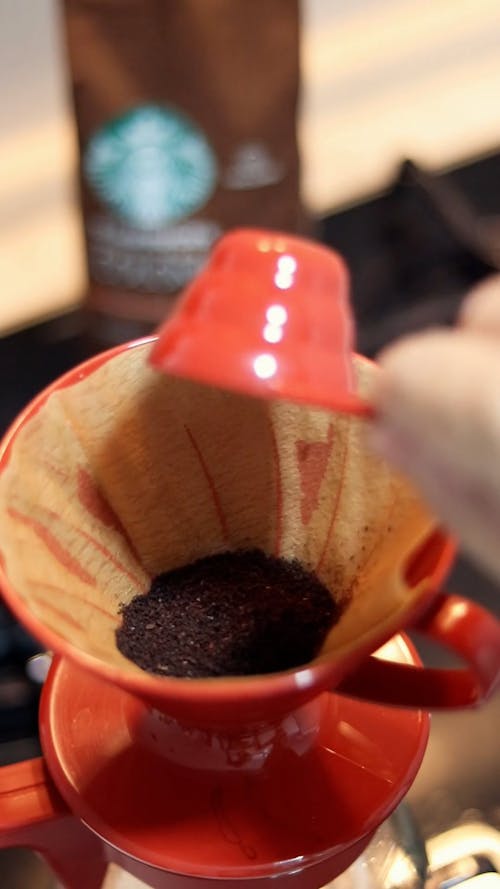 A Person Pouring Water on a Coffee Filter