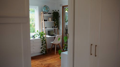 Workspace Inside a House with Indoor Plants