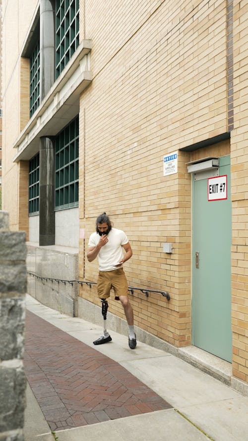 Man walking with Prosthetic Leg 