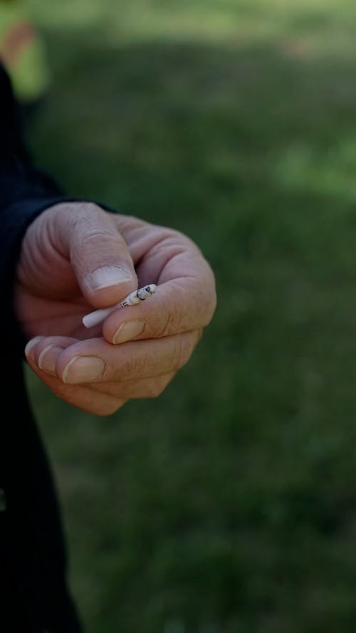 A Person Holding a Filter of a Cigarette