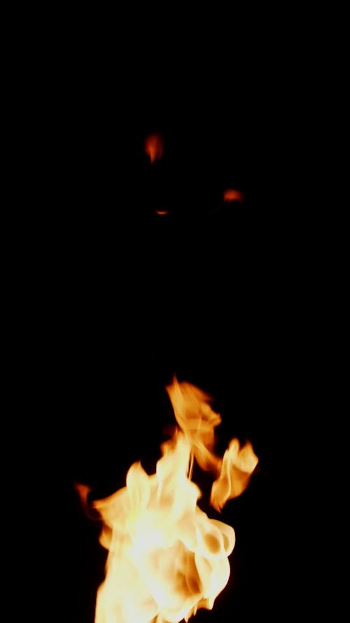 Close-Up Shot of Burning Fire on Black Background