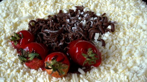 A Rotating Strawberry Chocolate Cake