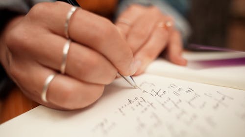 Close-up of a Person Writing