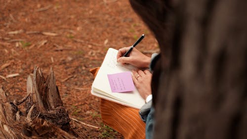 A Person Writing a Journal