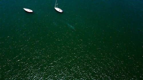 Drone shot of lots of boats in sea