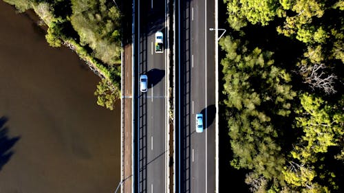 Aerial Footage of Cars on the Bridge