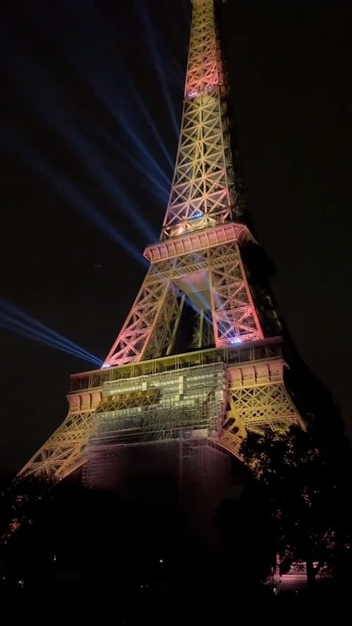 The Eiffel Tower Light Show at Night