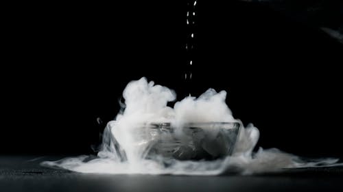 Smoke from dry ice in bowl