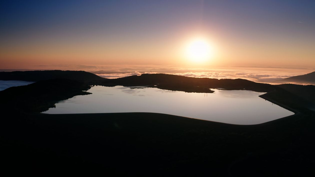 Drone footage of lake at sunrise Free Stock Video Footage, Royalty-Free ...