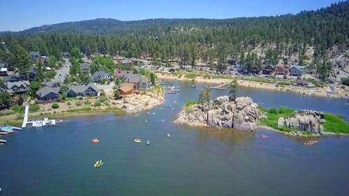 A Drone Footage of Kayaks on the Sea