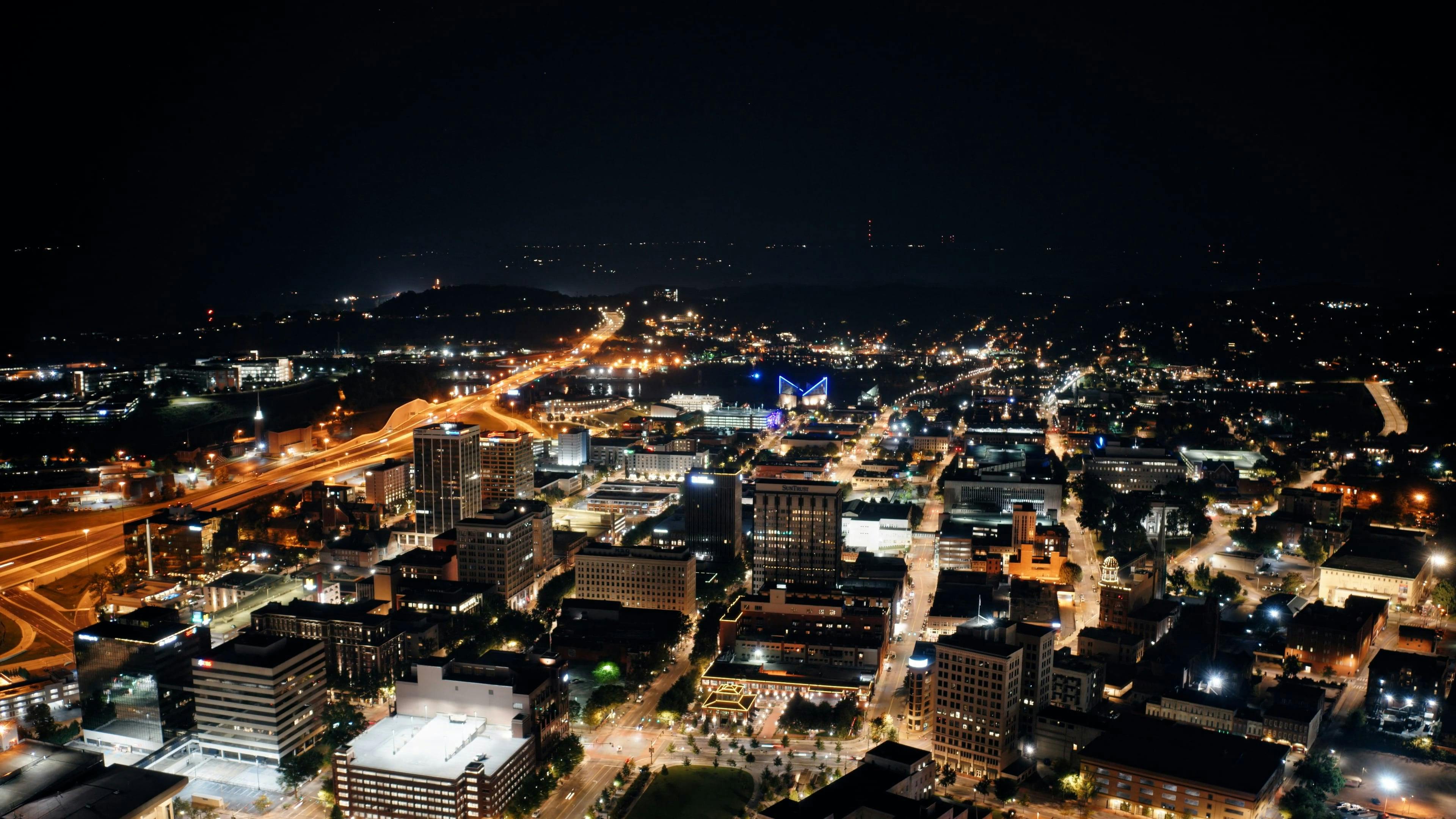 An Aerial View Of Night Time, Chattanooga, Tennessee Free Stock Video ...