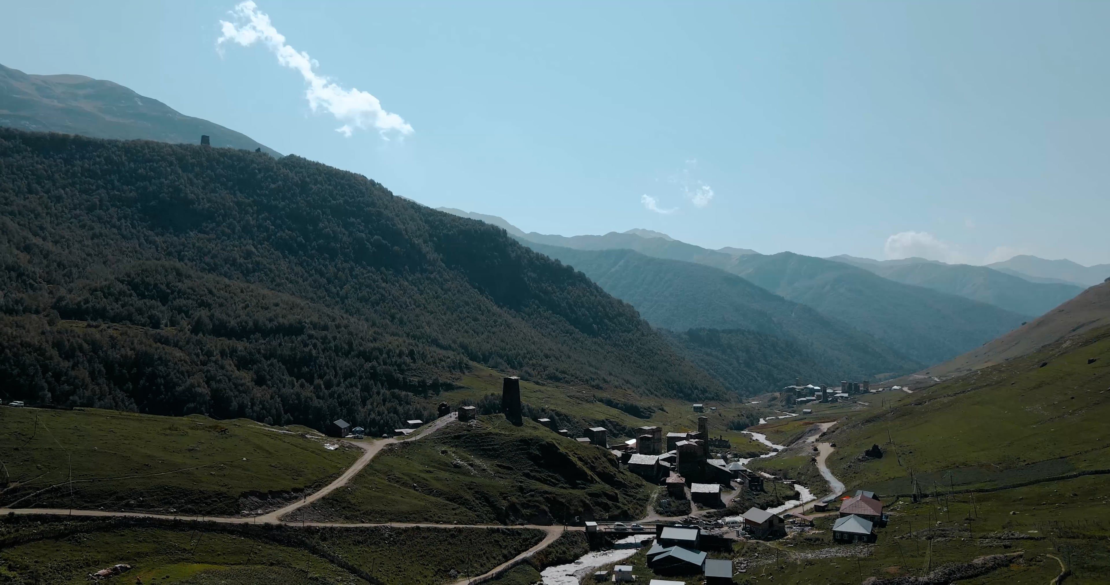 Drone Shot of a Village in a Mountain Valley Free Stock Video Footage ...