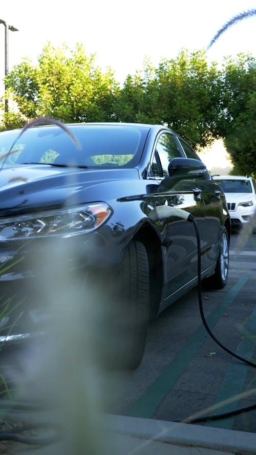 A Black Electric Car Charging