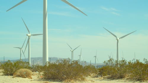 Wind Turbines in a Semi Desert Landscape 