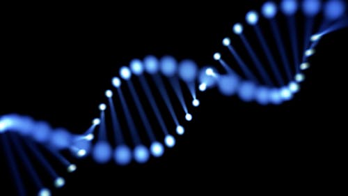 Computer Animation of Blue DNA Helix