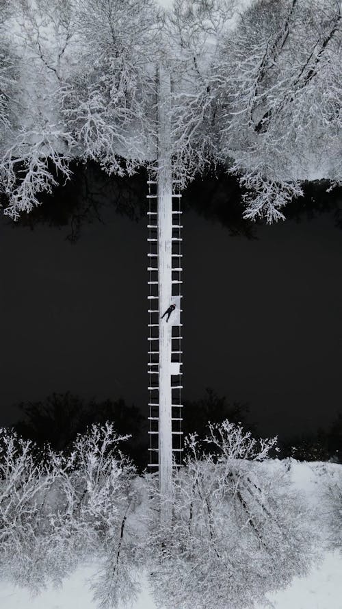 Person Lying on a Footbridge