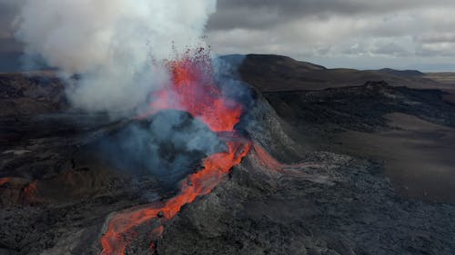 A Footage of a Volcano Erupting 