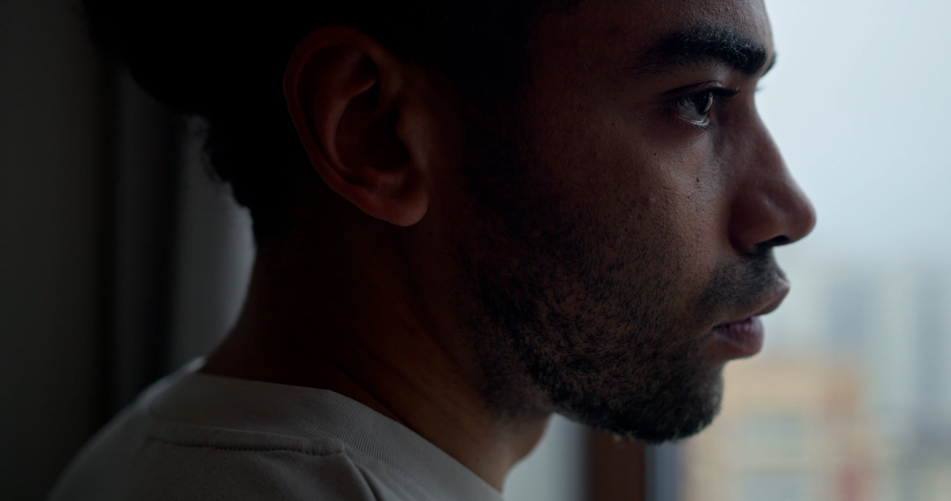 Close up Shot of a Man Looking out the Window Free Stock Video Footage ...