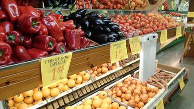 fruits and vegetables aisle footage