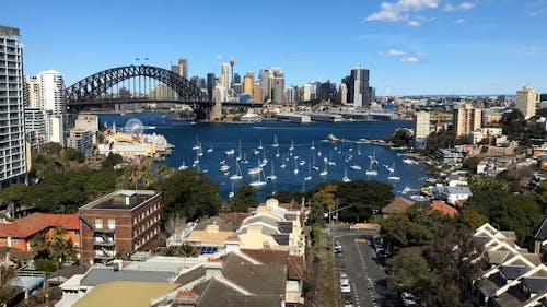 Time Lapse of Boats in Harbor and City