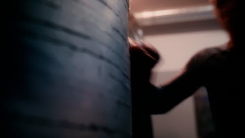 A Man Hitting the Punching Bag