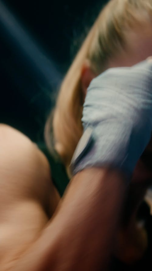 Close up Shot of a Female Boxer Training