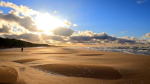 A Person Walking on a Beach