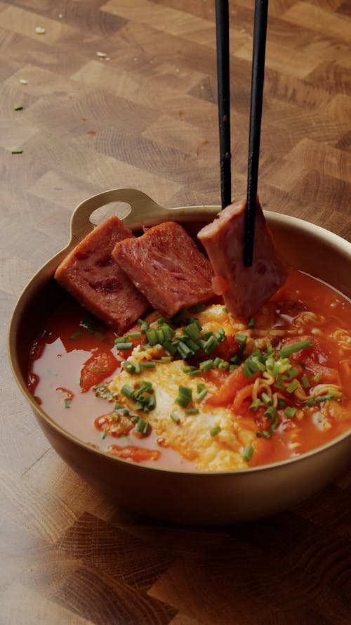 Asian Soup With Noodles and Meat