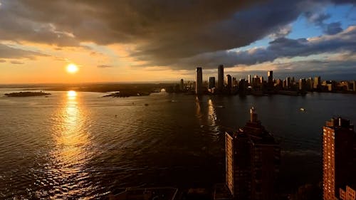 Video Footage of City of New York at Sunset to Night